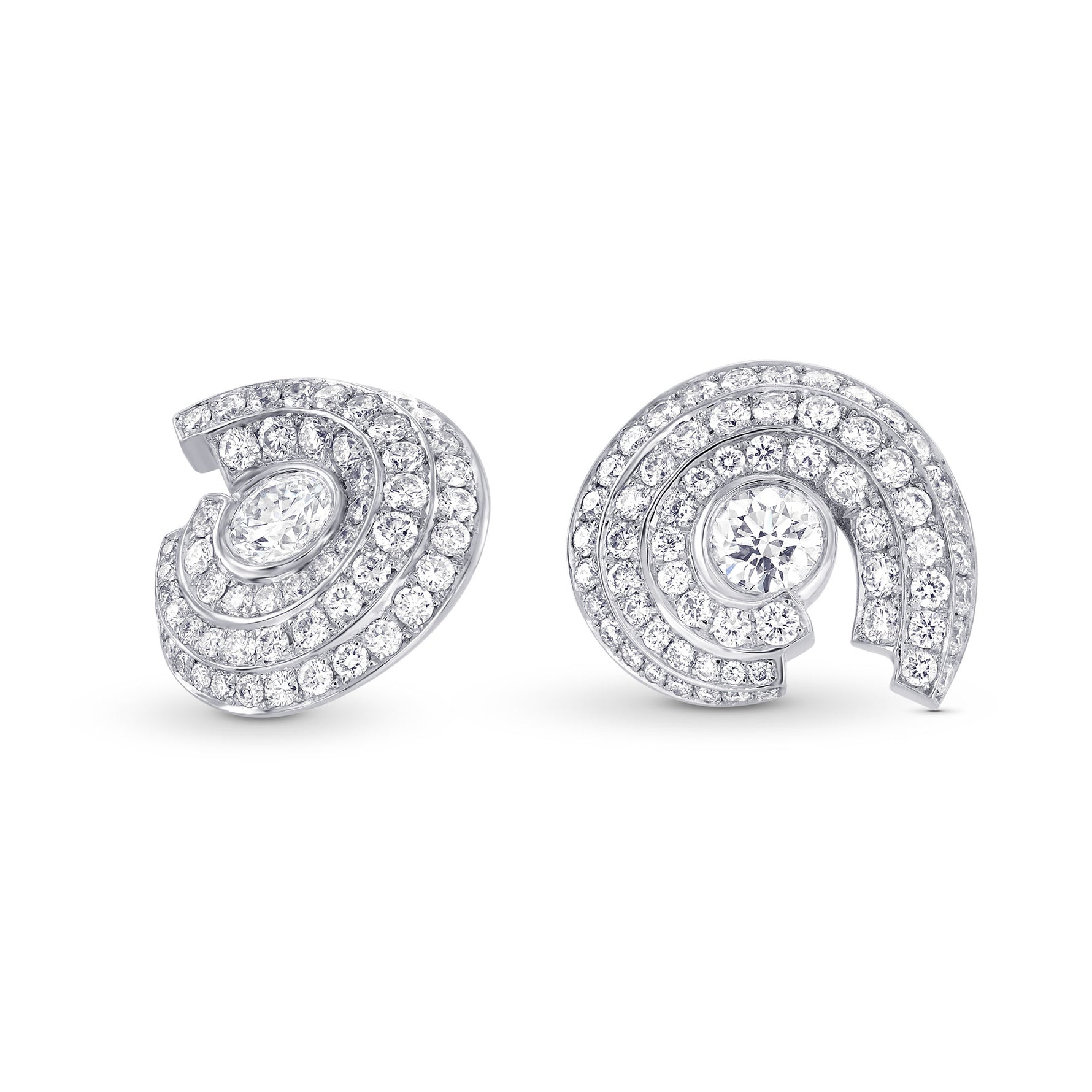 White Round Brilliant Halo Stud Earrings