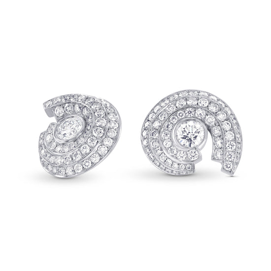 White Round Brilliant Halo Stud Earrings