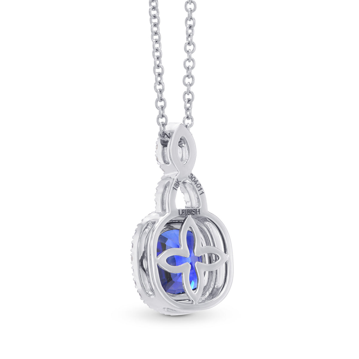 Vivid Blue Cushion Sapphire & Diamond Drop Pendant