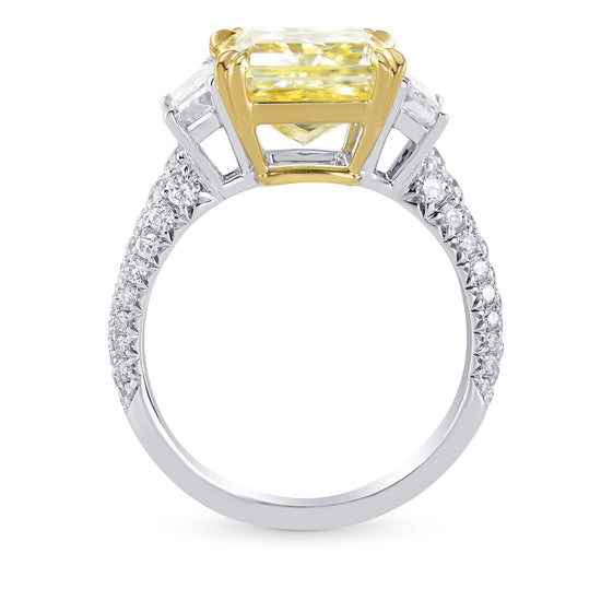Fancy Light Yellow Radiant & Trapezoid Diamond Ring