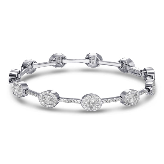White Diamond Pave Linked Bracelet