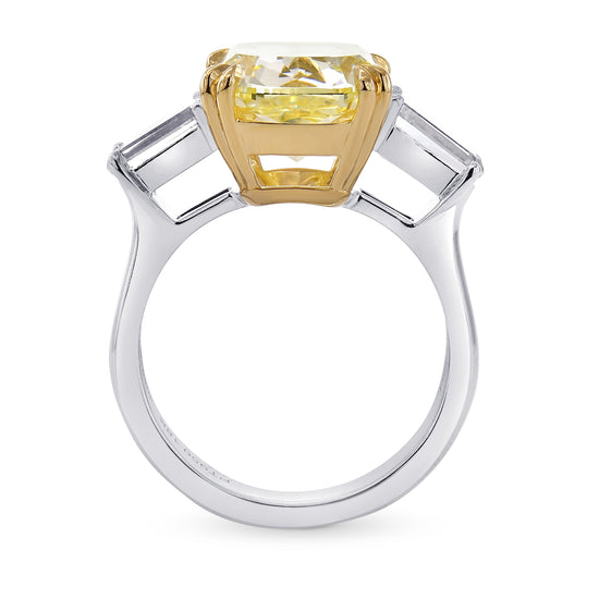 Fancy Yellow Cushion & Taper Diamond Ring
