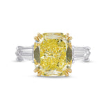 Fancy Yellow Cushion & Taper Diamond Ring