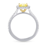 Fancy Vivid Yellow Cushion Halo and Open Pave Ring