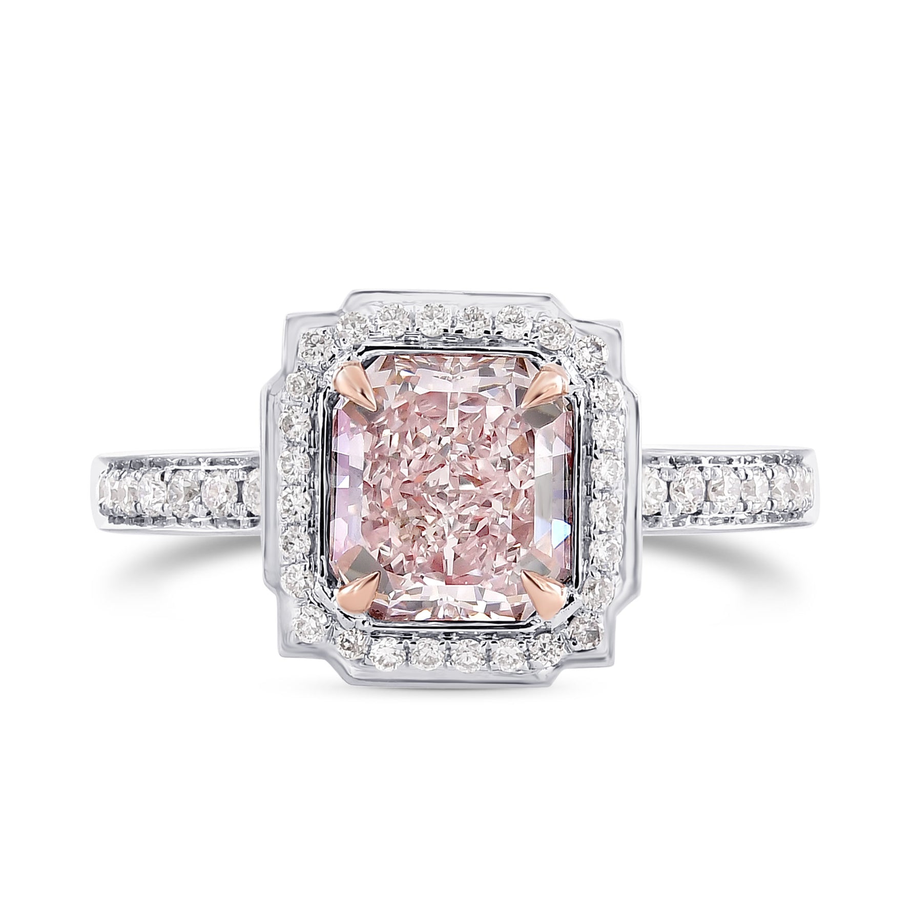 Custom Fancy Purplish Pink Diamond Halo Ring
