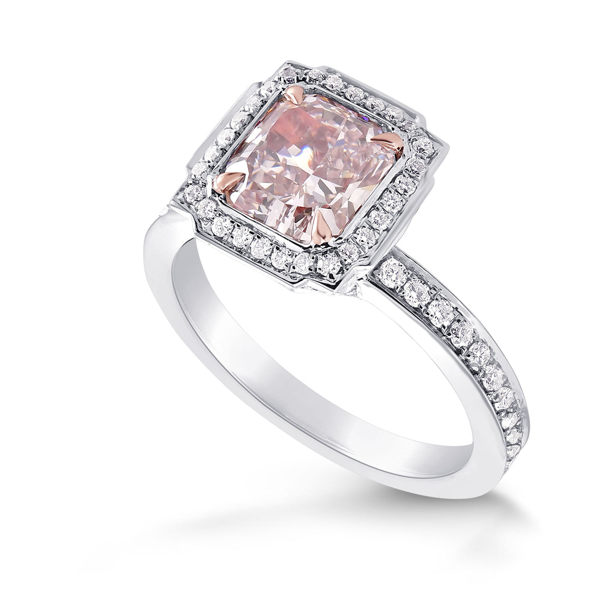 Custom Fancy Purplish Pink Diamond Halo Ring