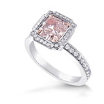 Custom Fancy Purplish Pink Diamond Halo Ring
