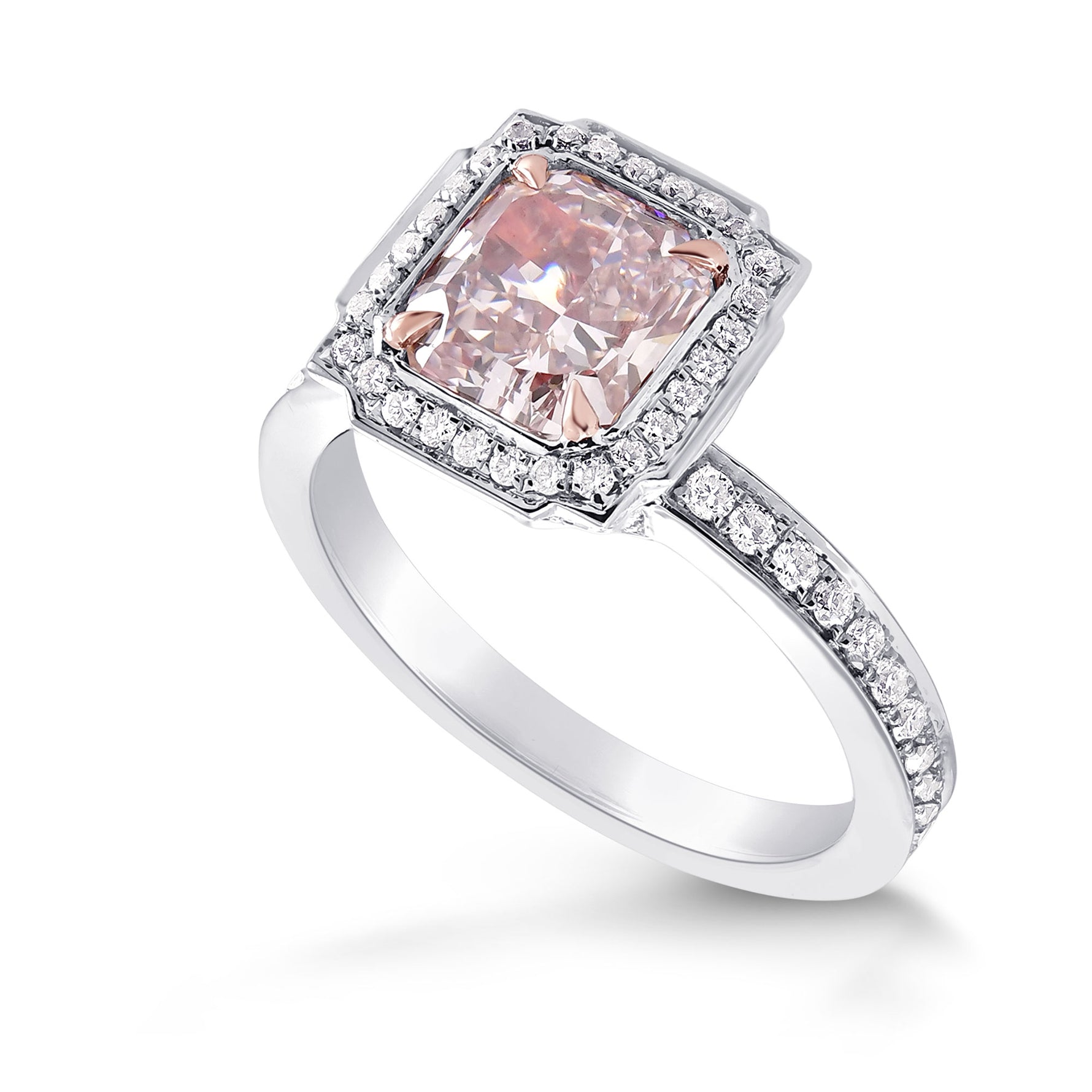 Custom Fancy Purplish Pink Diamond Halo Ring