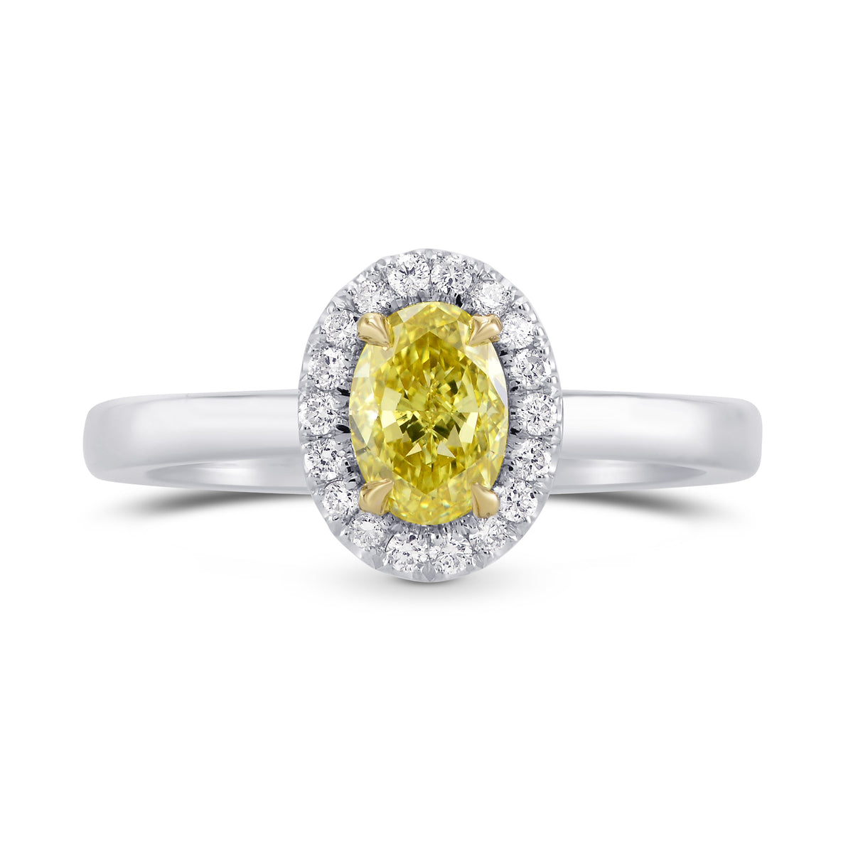 Fancy Intense Yellow Oval Diamond Halo Ring