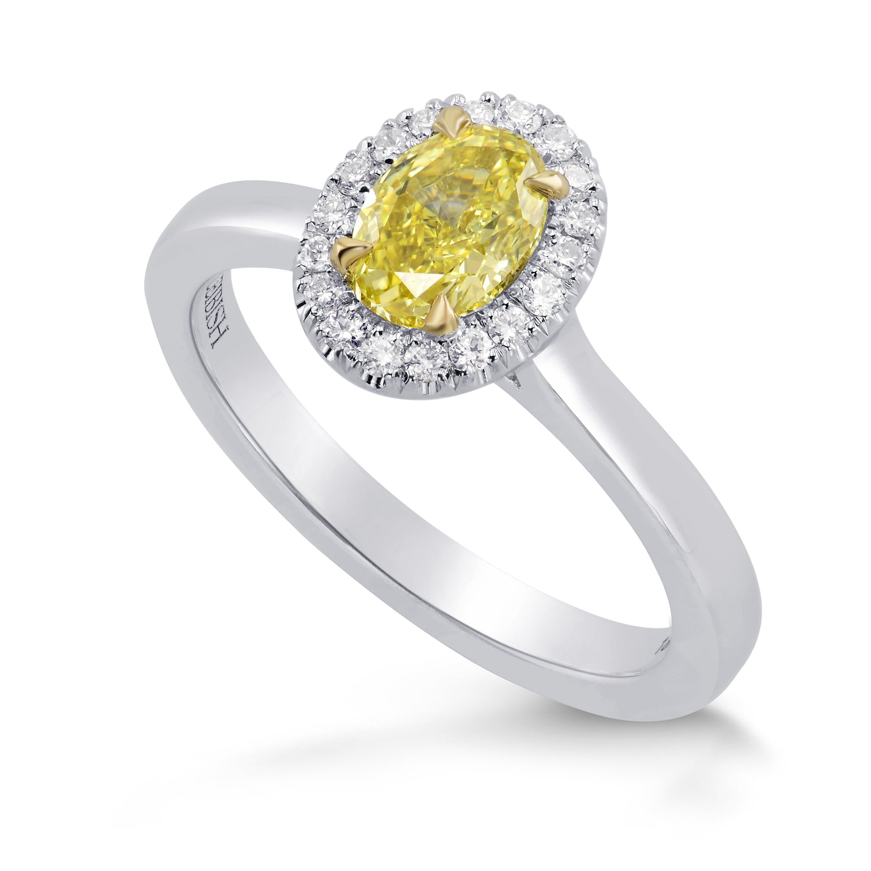 Fancy Intense Yellow Oval Diamond Halo Ring