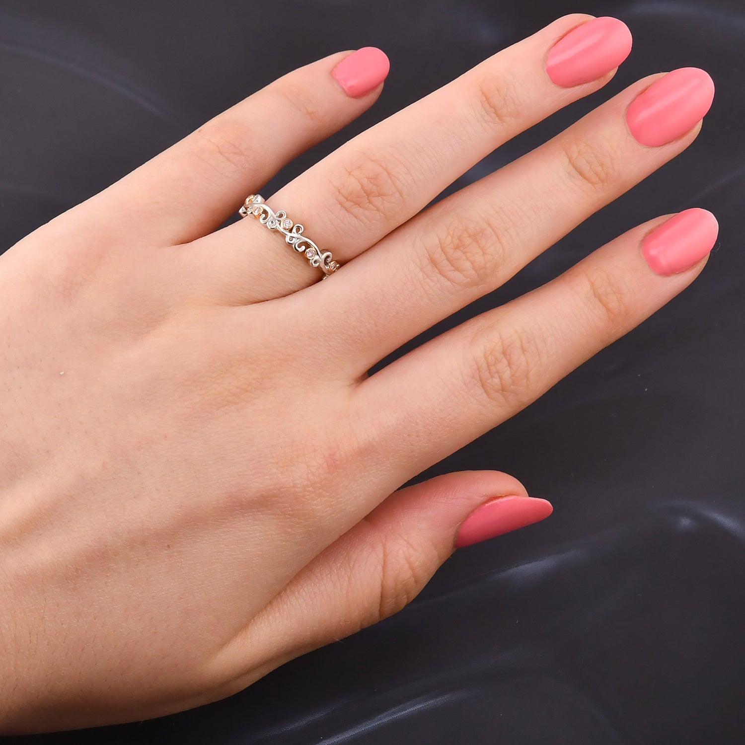 Fancy Pink Brilliant Cut  Band Ring