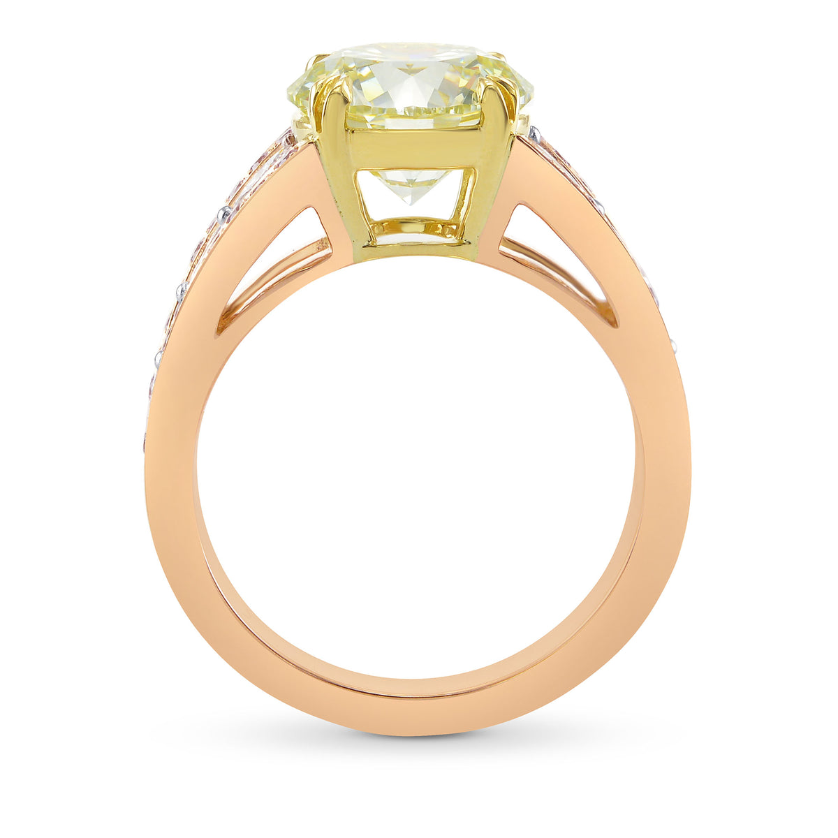 Brilliant Cut Very Light Green Yellow Diamond Ring