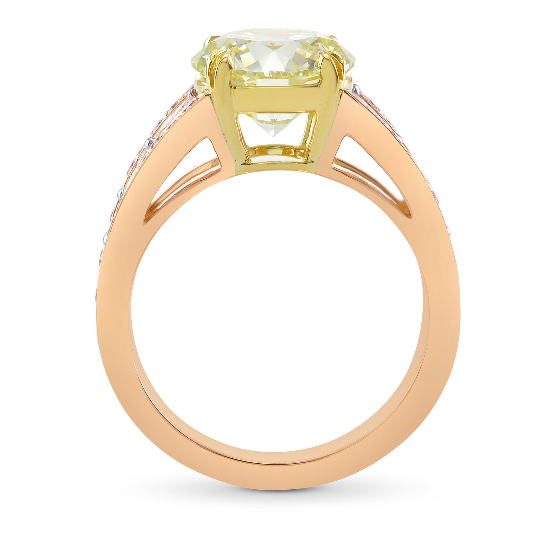 Brilliant Cut Very Light Green Yellow Diamond Ring