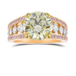 Brilliant Cut Very Light Green Yellow Diamond Ring
