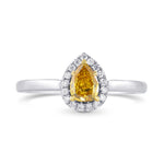 Fancy Deep Orange Yellow Pear Diamond Halo Ring