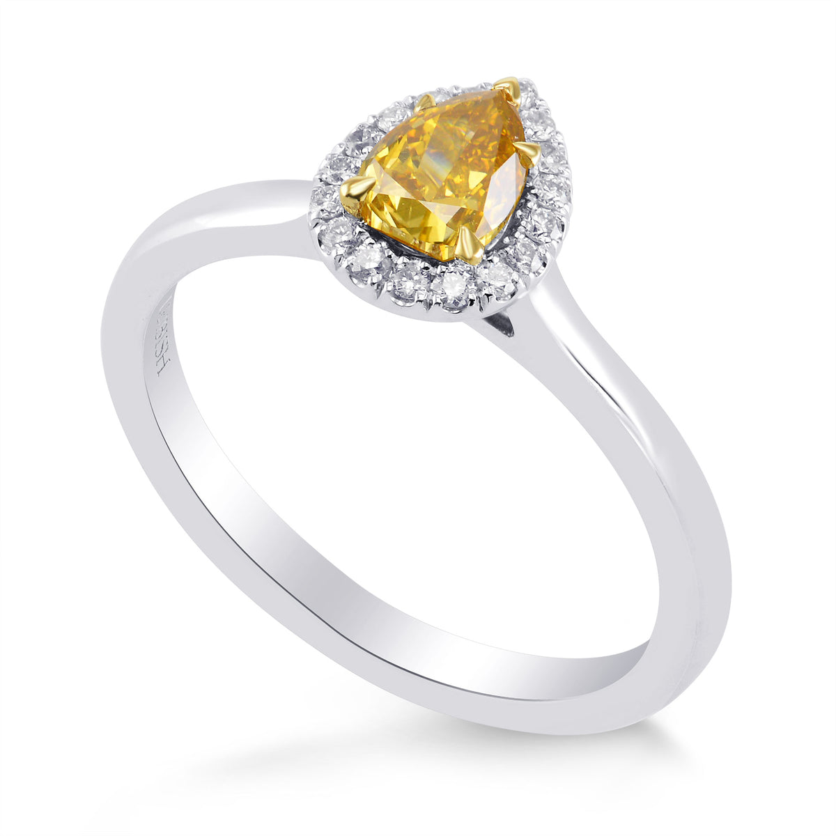 Fancy Deep Orange Yellow Pear Diamond Halo Ring