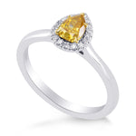 Fancy Deep Orange Yellow Pear Diamond Halo Ring