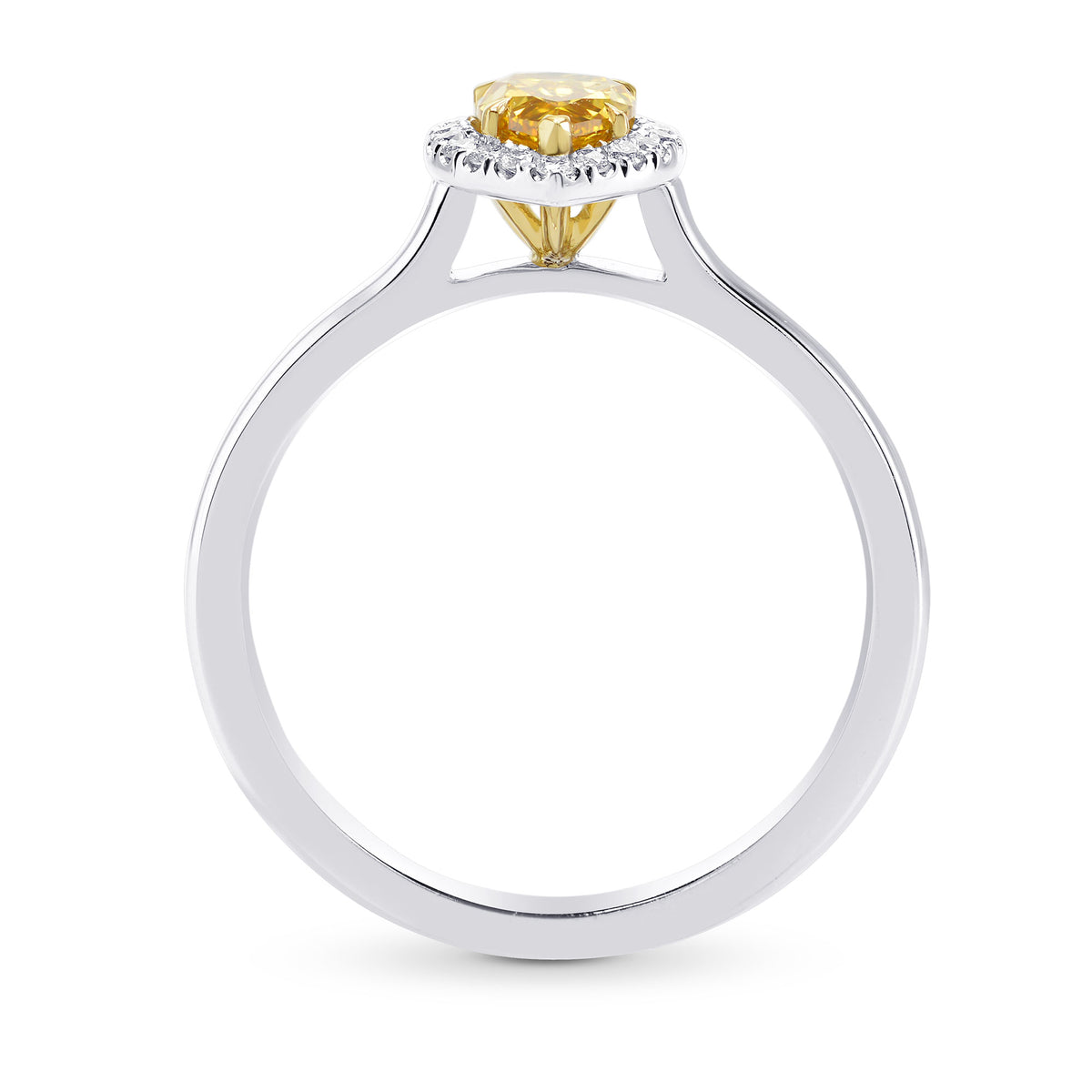 Fancy Deep Orange Yellow Pear Diamond Halo Ring