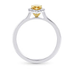 Fancy Deep Orange Yellow Pear Diamond Halo Ring