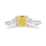  Fancy Yellow Radiant Diamond 3 Stone Ring