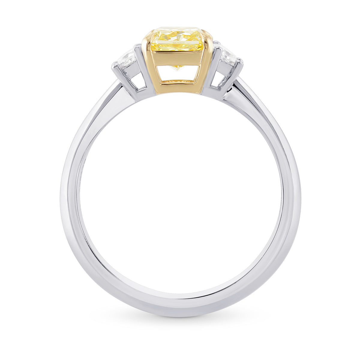  Fancy Yellow Radiant Diamond 3 Stone Ring