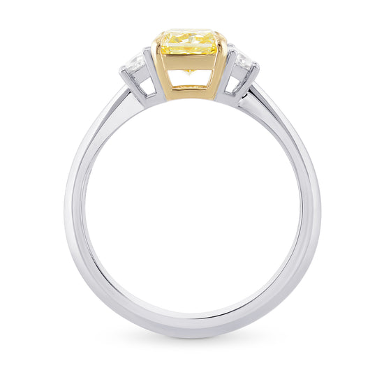  Fancy Yellow Radiant Diamond 3 Stone Ring