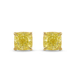  Fancy Yellow Cushion Stud Earrings