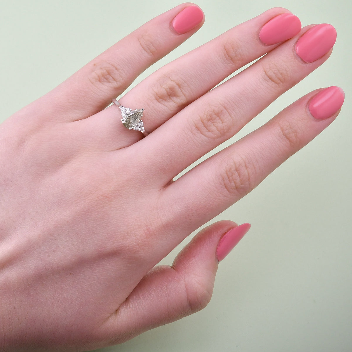 Chameleon and Diamond Side Stones Ring