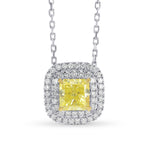 Fancy Intense Yellow Radiant Diamond Double Halo Pendant