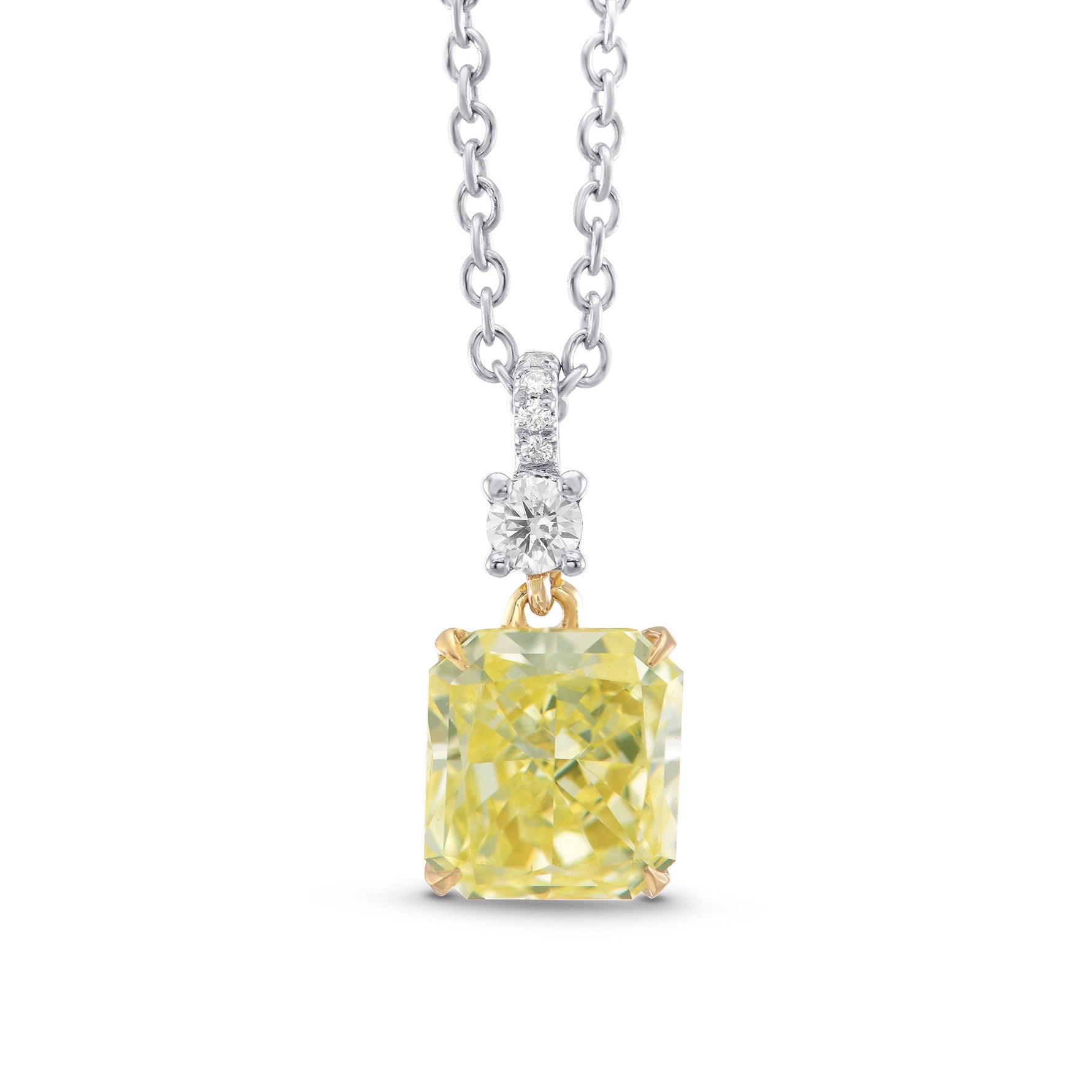 Fancy Yellow Radiant Diamond Drop Pendant