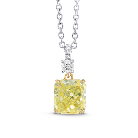 Fancy Yellow Radiant Diamond Drop Pendant