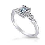 Fancy Vivid Green-Blue Cushion Halo Ring