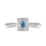 Fancy Vivid Green-Blue Cushion Halo Ring