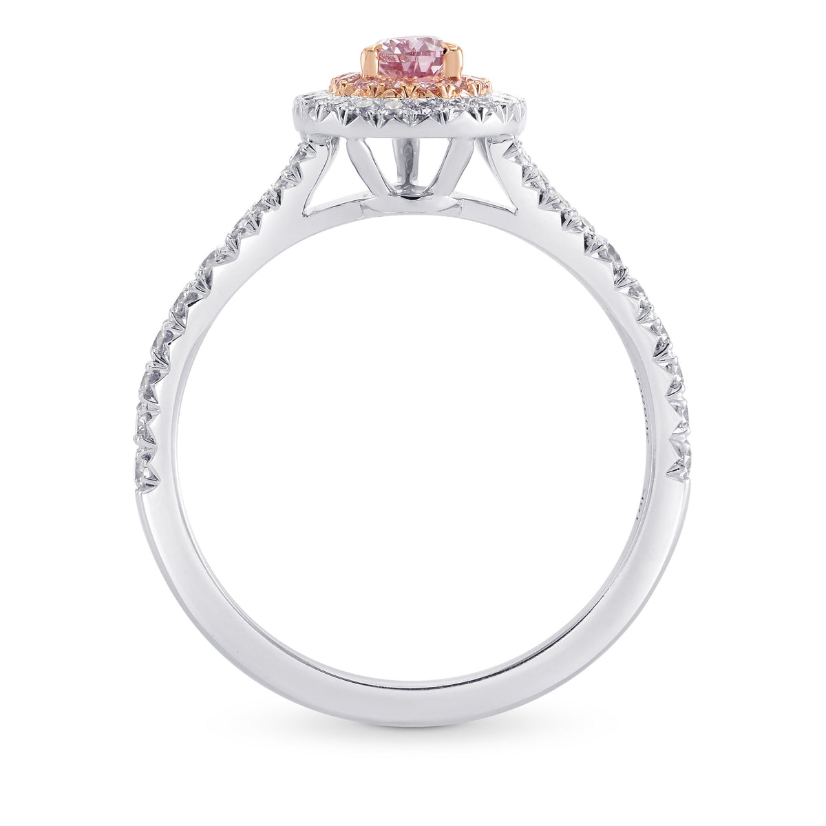 Fancy Intense Purplish Pink Pear Halo Diamond Ring