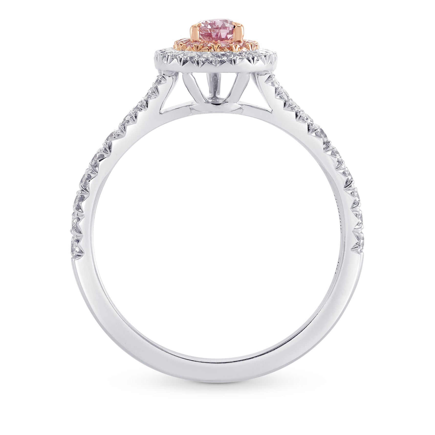 Fancy Intense Purplish Pink Pear Halo Diamond Ring