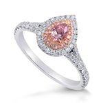 Fancy Intense Purplish Pink Pear Halo Diamond Ring