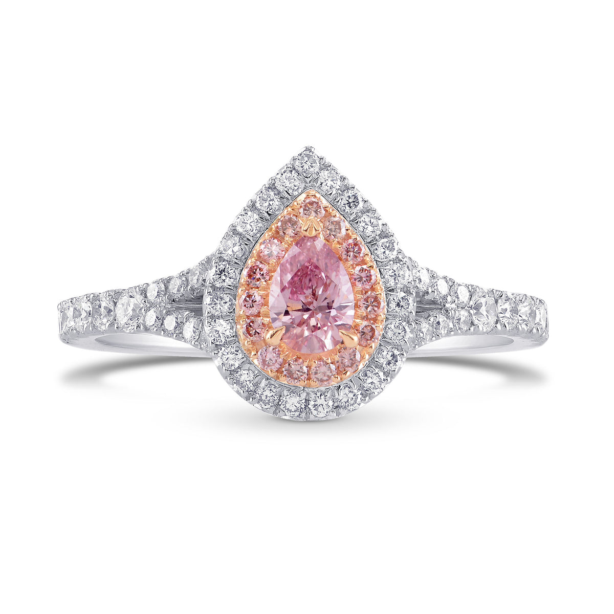 Fancy Intense Purplish Pink Pear Halo Diamond Ring