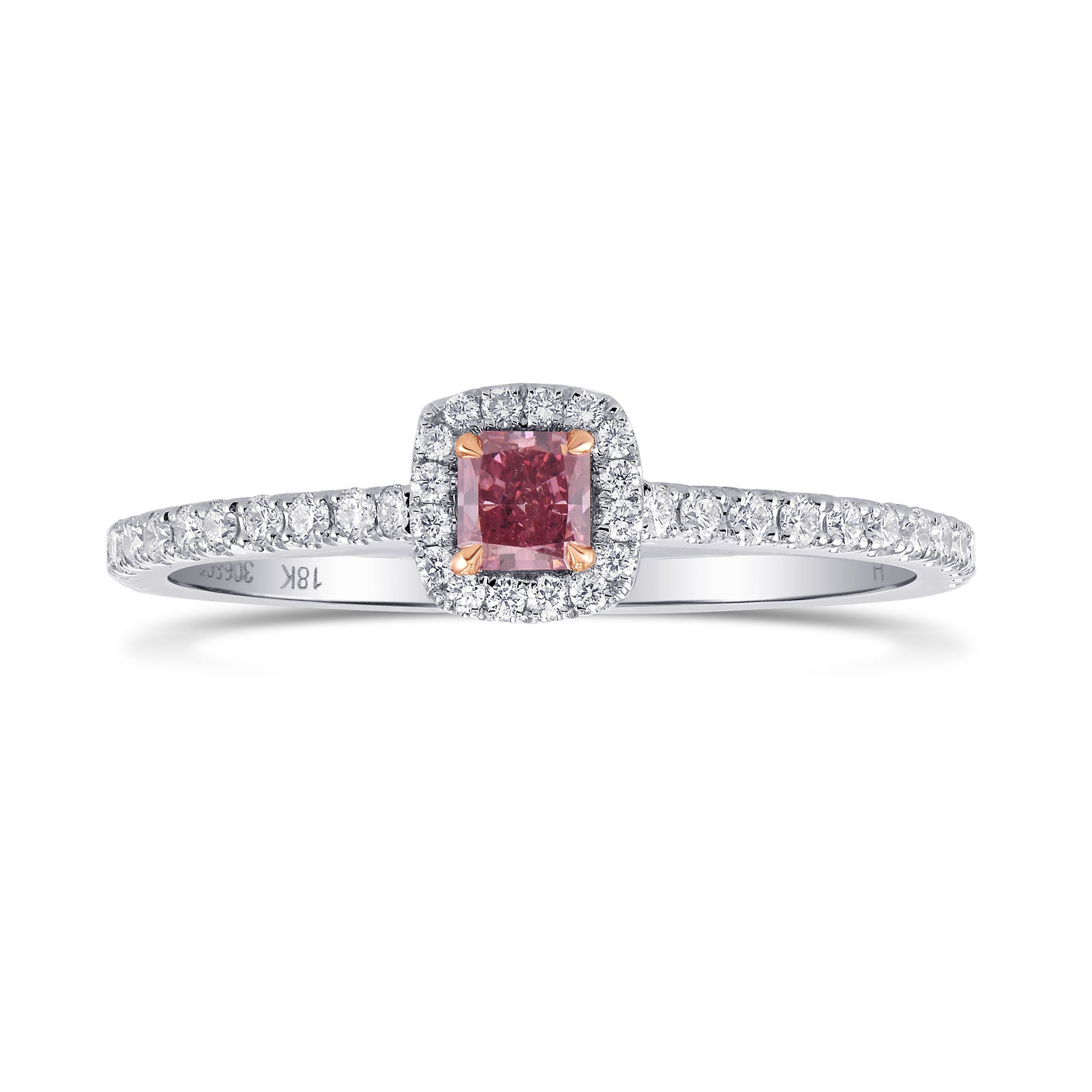 Fancy Intense Pink Radiant Diamond Halo Ring