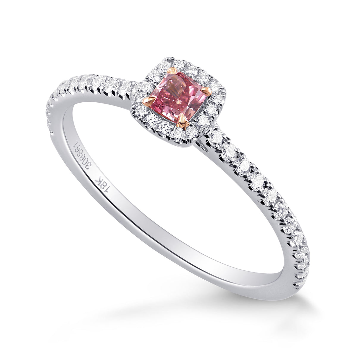 Fancy Intense Pink Radiant Diamond Halo Ring