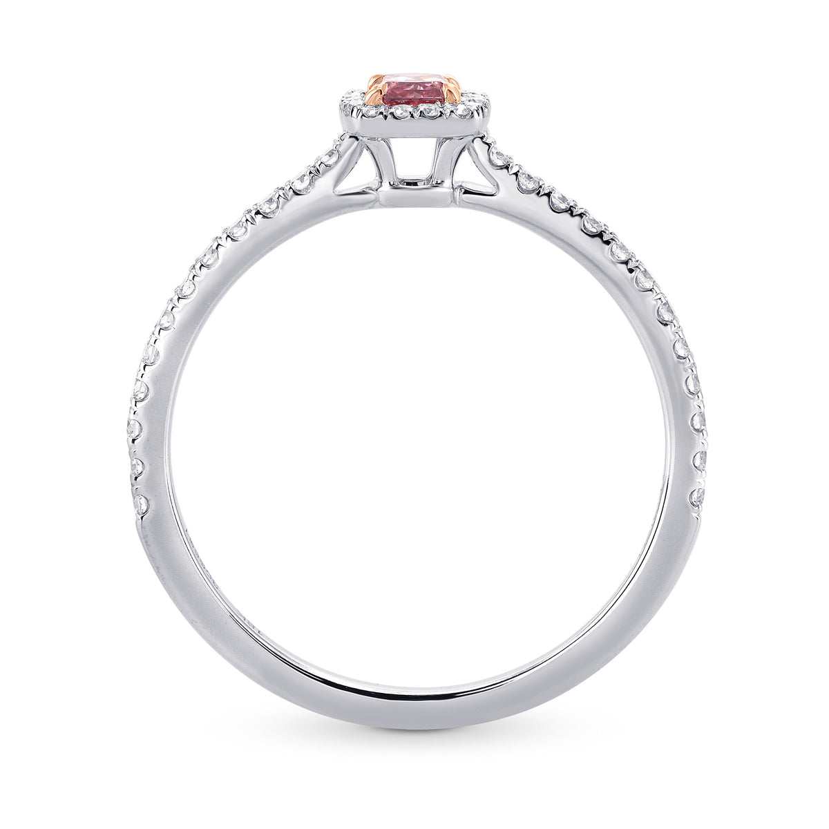 Fancy Intense Pink Radiant Diamond Halo Ring