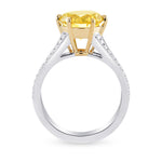 Fancy Intense Greenish Yellow Round Diamond Side Stone Ring