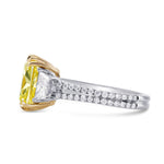 Fancy Intense Yellow Cushion 3 Stone Ring