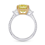 Fancy Intense Yellow Cushion 3 Stone Ring