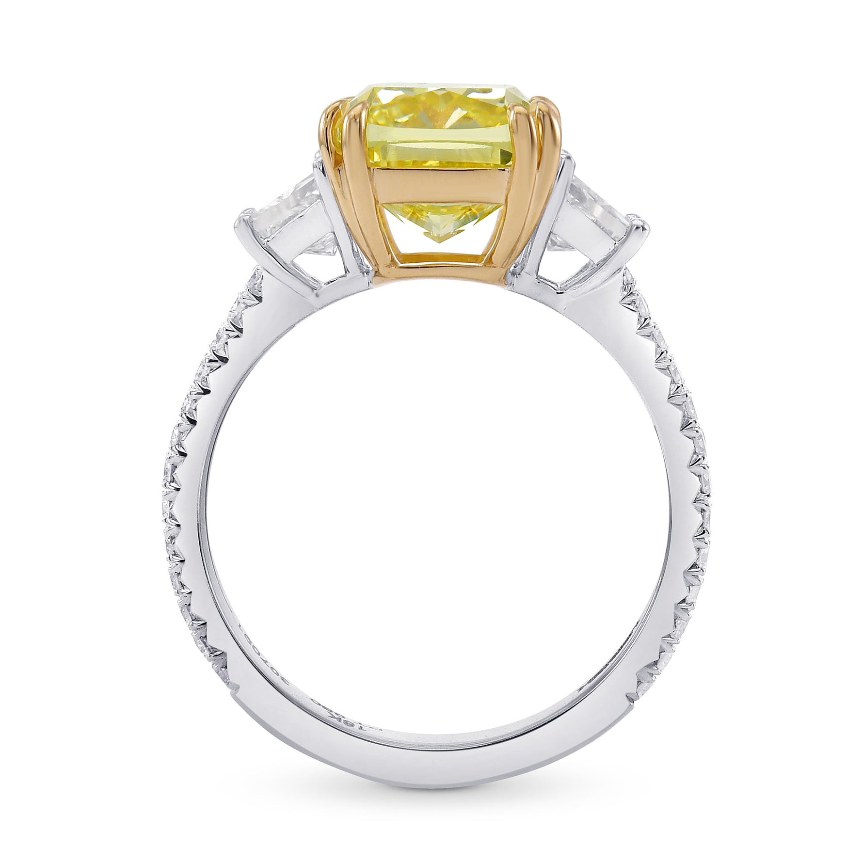 Fancy Intense Yellow Cushion 3 Stone Ring