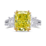Fancy Intense Yellow Cushion 3 Stone Ring
