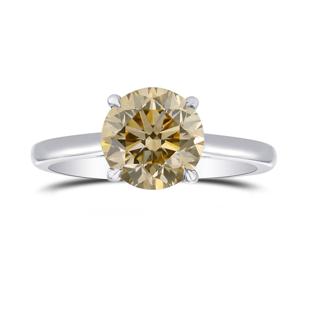 Light Brown Round Diamond Solitaire Ring