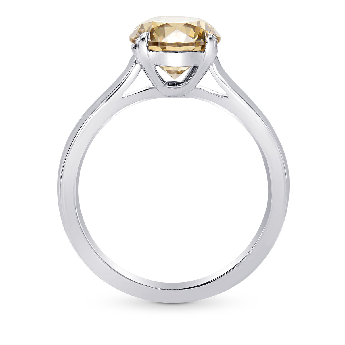 Light Brown Round Diamond Solitaire Ring