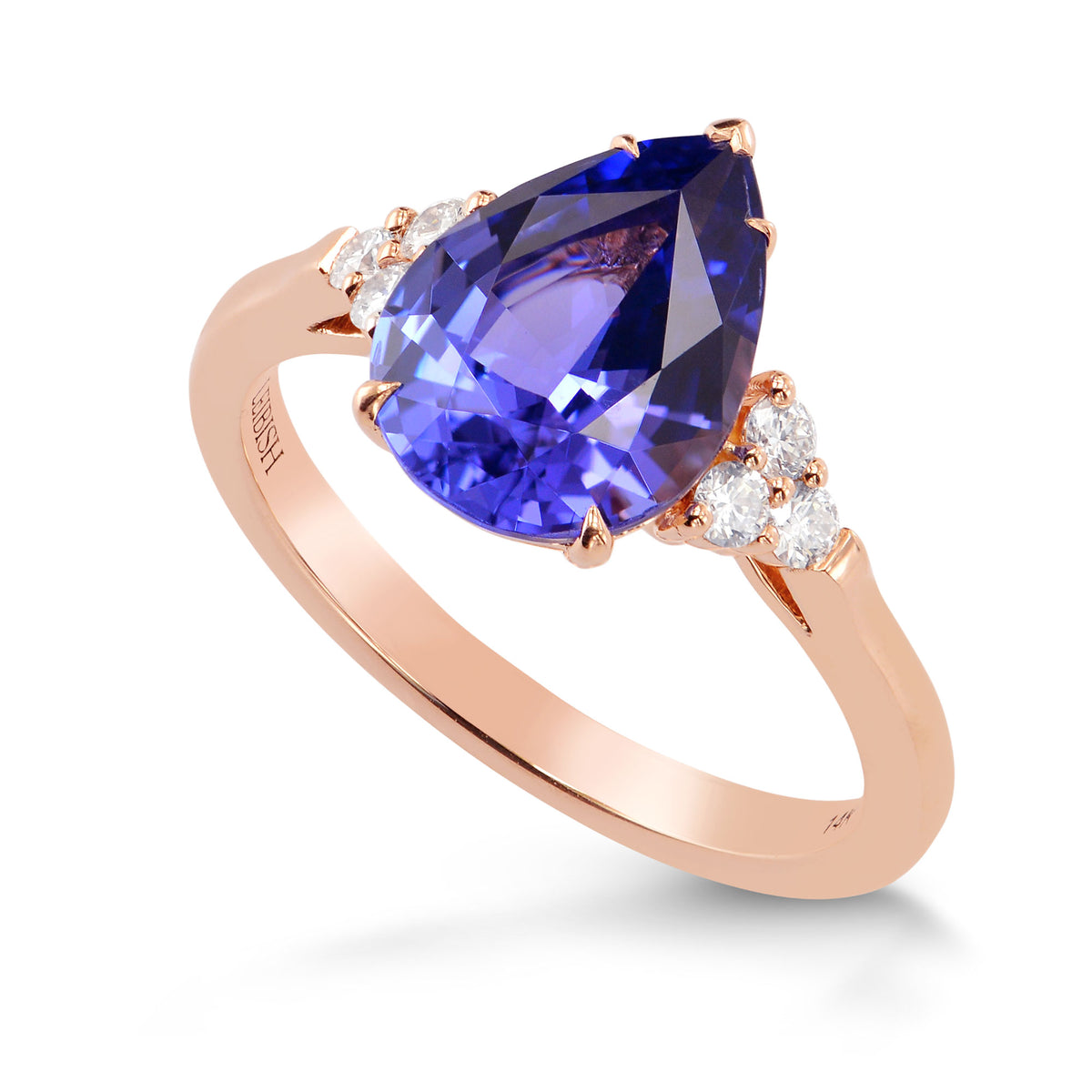 Tanzanite Pear Side Stone Ring