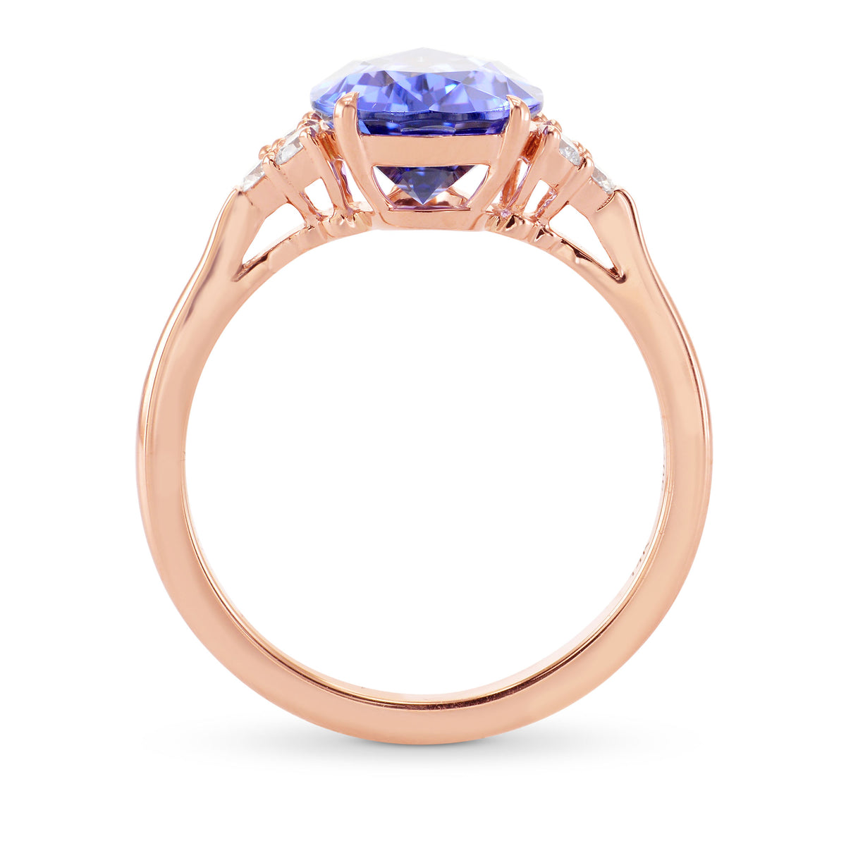 Tanzanite Pear Side Stone Ring