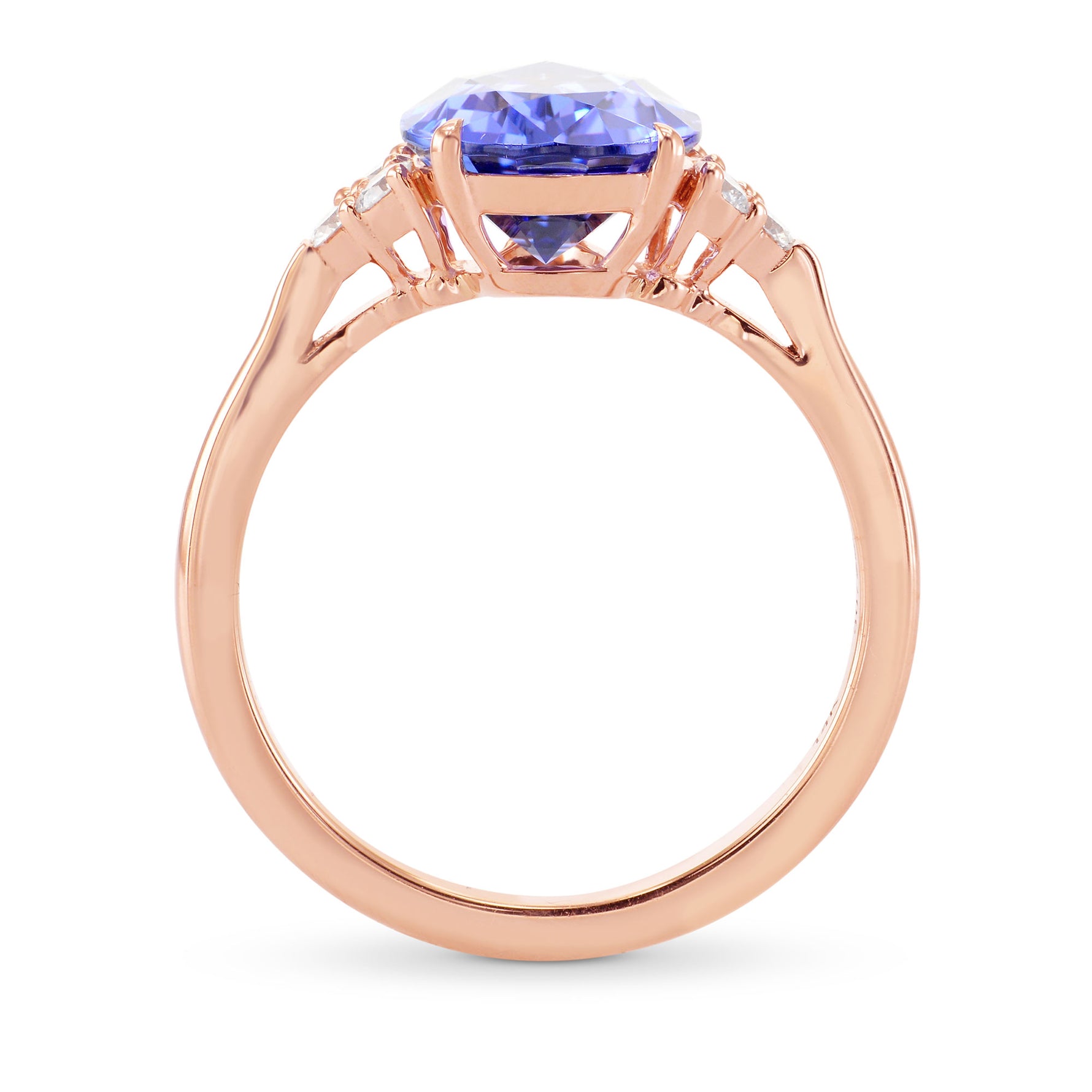 Tanzanite Pear Side Stone Ring